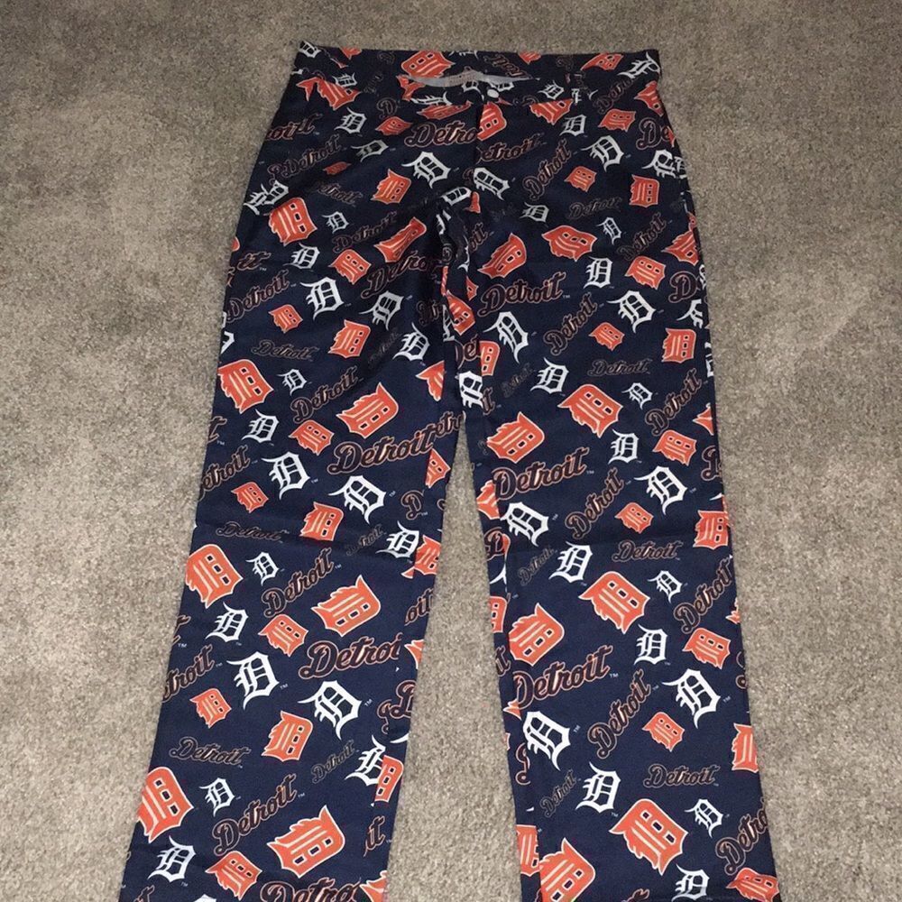 Detroit Tigers MLB wild Loud Print Baseball Party Opening Day Trouser Pants 36